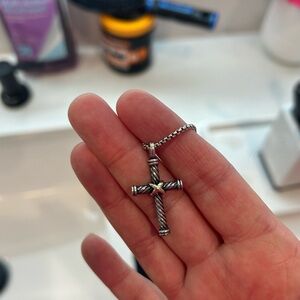 David yurman necklace and cross silver with gold